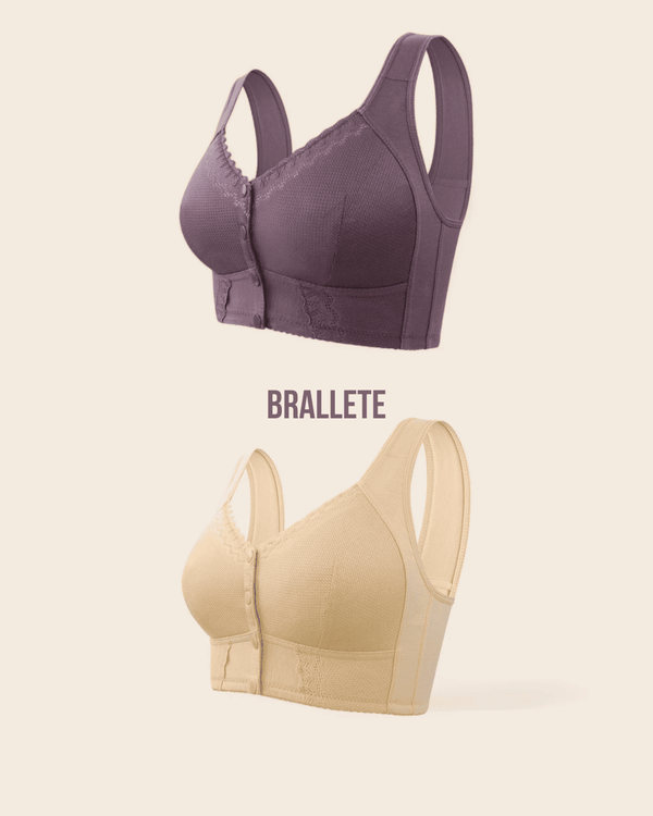 Brasier Quirúrgico con Cierre Frontal y Sin Varillas - ¡Compra uno y llévate dos! Morado + Nude Brasier Quirúrgico