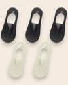 Calcetines Invisibles con Silicona Brallete - Kit de 5 Pares 3 Negras 2 Verdes del 3 al 8 Calcetines