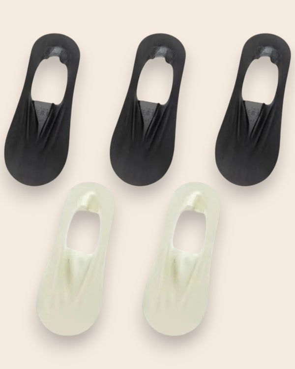Calcetines Invisibles con Silicona Brallete - Kit de 5 Pares 3 Negras 2 Verdes del 3 al 8 Calcetines