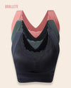 Brasier Longline Push-Up Con Cierre Frontal – ¡Compra 2 y Llévate 3! Rosa + Verde + Negro Brasier Longline