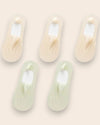 Calcetines Invisibles con Silicona Brallete - Kit de 5 Pares 3 Nudes 2 Verdes del 3 al 8 Calcetines