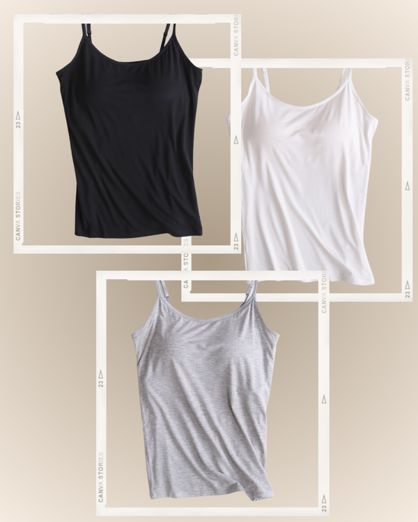 Regata con Brasier Integrado Summer Cami - Compra 1 y Llévate 3 Negra + Blanca + Gris Regata