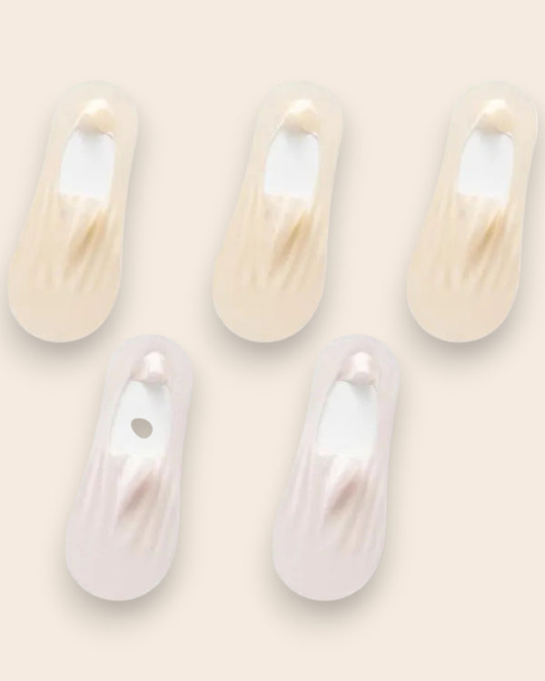Calcetines Invisibles con Silicona Brallete - Kit de 5 Pares 3 Nudes 2 Rosas del 3 al 8 Calcetines