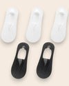 Calcetines Invisibles con Silicona Brallete - Kit de 5 Pares 3 Blancas 2 Negras del 3 al 8 Calcetines