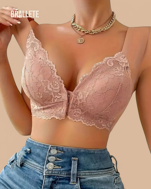 Brasier Longline Cierre Frontal Sin Varilla Angélica - Brallete Beige Brasier Longline