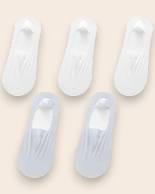 Calcetines Invisibles con Silicona Brallete - Kit de 5 Pares 3 Blancas 2 Grises del 3 al 8 Calcetines