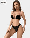 Conjunto de Lencería Push-Up con Aros - Brallete Negro Conjunto de Lencería