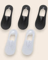 Calcetines Invisibles con Silicona Brallete - Kit de 5 Pares 3 Negras 2 Grises del 3 al 8 Calcetines