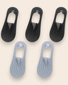 Calcetines Invisibles con Silicona Brallete - Kit de 5 Pares 3 Negras 2 Gris oscuro del 3 al 8 Calcetines