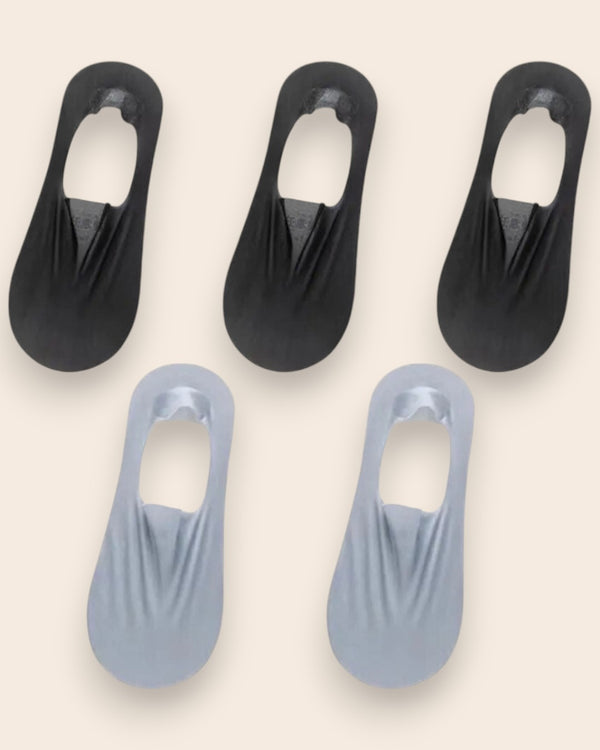 Calcetines Invisibles con Silicona Brallete - Kit de 5 Pares 3 Negras 2 Gris oscuro del 3 al 8 Calcetines