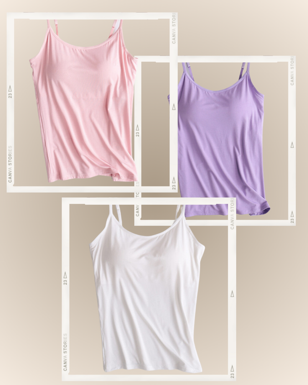 Regata con Brasier Integrado Summer Cami - Compra 1 y Llévate 3 Rosa + Lila + Blanca Regata