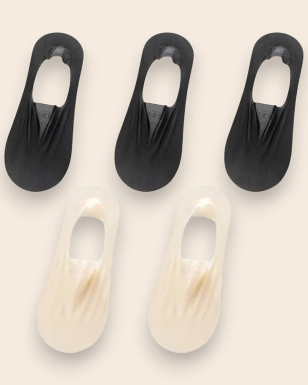 Calcetines Invisibles con Silicona Brallete - Kit de 5 Pares 3 Negras 2 Nudes del 3 al 8 Calcetines