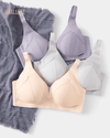 Brasier de Lactancia sin Varillas con Doble Cierre - Kit 3 Piezas Morado + Nude+ Gris Brasier de Lactancia