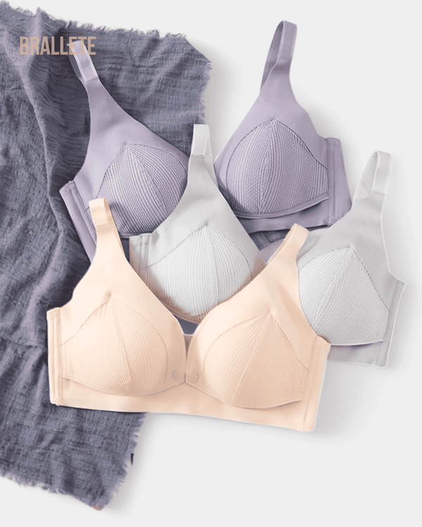 Brasier de Lactancia sin Varillas con Doble Cierre - Kit 3 Piezas Morado + Nude+ Gris Brasier de Lactancia