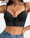 Brasier Push-Up Longline de Encaje con Fecho Frontal – ¡Compra 1 y Lleva 2! Negro+Blanco Brasier Longline