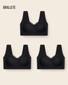 Brasier Top Sin Varillas y Sin Costuras - Kit 3 piezas 3x Negro Brasier Top