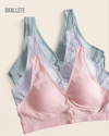 Brasier de Lactancia con Relleno Removible y Cierre Frontal - Kit 3 Brasiers Verde + Rosa + Blanco Copa Única Brasier de Lactancia