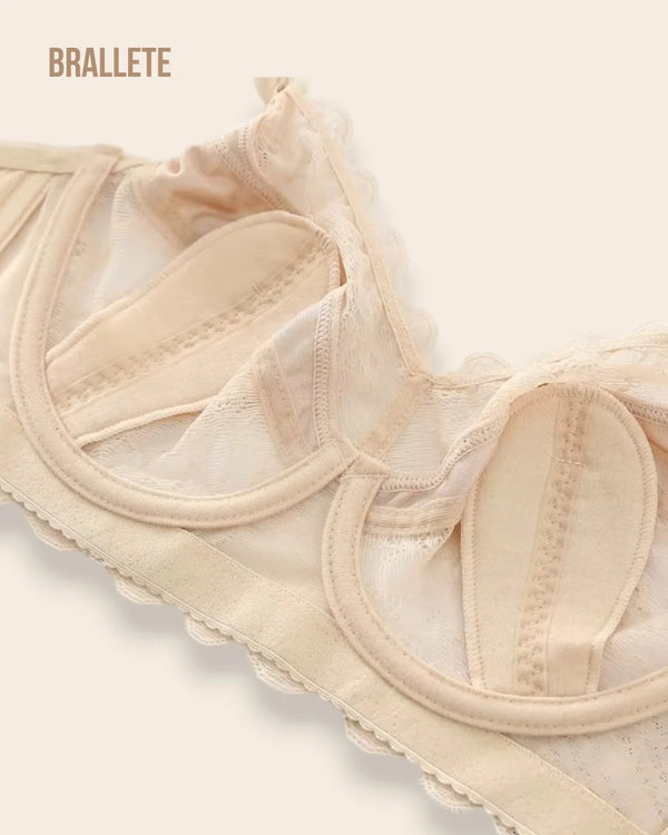 Brasier Bralette de Encaje con Varillas Flexibles y Soporte Alto - Brallete Brasier Bralette