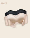 Brasier Sin Tirantes Modelador con Doble Cierre - ¡Compra 1 y Lleva 2! Nude + Negro Brasier Sin Tirantes