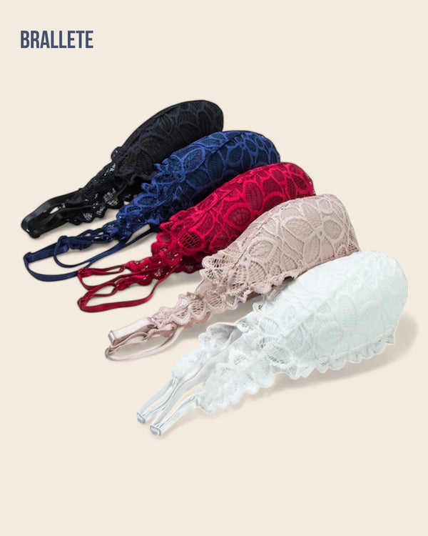 Brasier Bralette de Encaje Sin Varillas y Con Relleno – Compra 2 y Llévate 3 Brasier Bralette