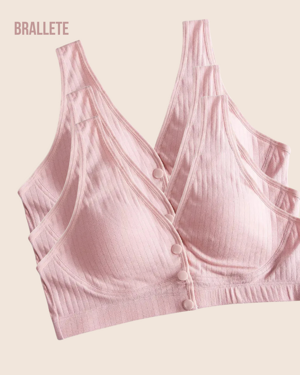 Brasier de Lactancia con Relleno Removible y Cierre Frontal - Kit 3 Brasiers 3x Rosa Copa Única Brasier de Lactancia