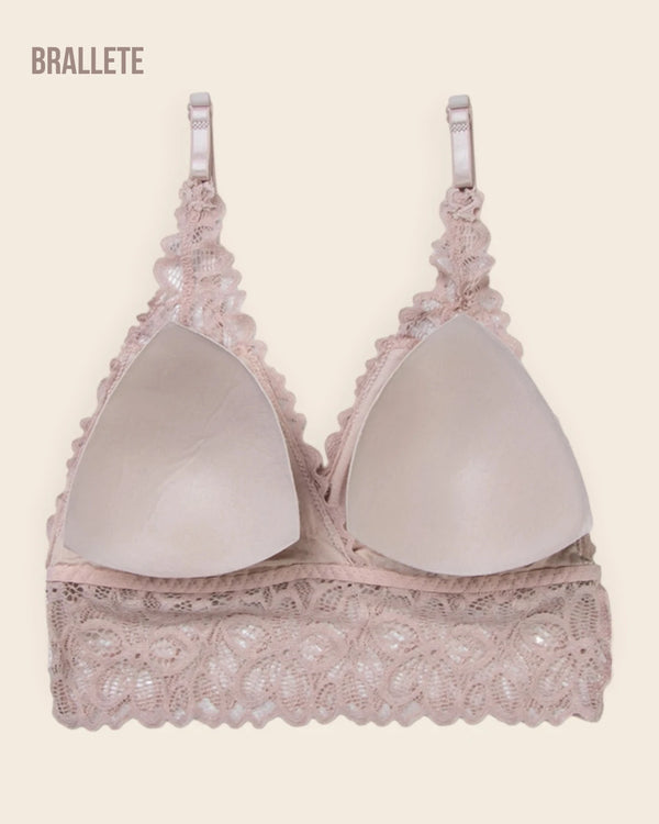 Brasier Bralette de Encaje Sin Varillas y Con Relleno – Compra 2 y Llévate 3 Brasier Bralette