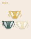 Panty Con Encaje Cintura Regular Seychelles - Kit 3 Piezas Amarillo + Verde + Nude Panties