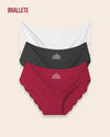 Panty Sin Costuras Cintura Baja Lily - Kit 3 Piezas Negro + Blanco + Rojo Panties