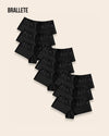 Panty Ice Silk Con Encaje Cintura Alta Palermo - Kit 9 Piezas 9x Negro Panties