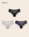 Panty Con Encaje Cintura Alta Corsica - Compra 2 y Lleva 3 Negro + Blanco + Azul Panties