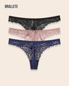 Panty Con Encaje Cintura Baja Violet - Kit 3 Piezas Panties