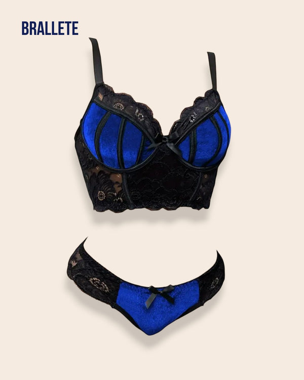 Conjunto Lencería Con Varilla Bondi – Brallete Azul Conjunto de Lencería