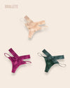 Panty Con Encaje Cintura Baja Capri - Kit 3 Piezas Nude + Rosa + Verde Panties