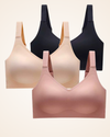 Brasier Brallete Prime Gel - Sin Costuras ni Varillas Negro + Nude + Rosa Brasier Bralette