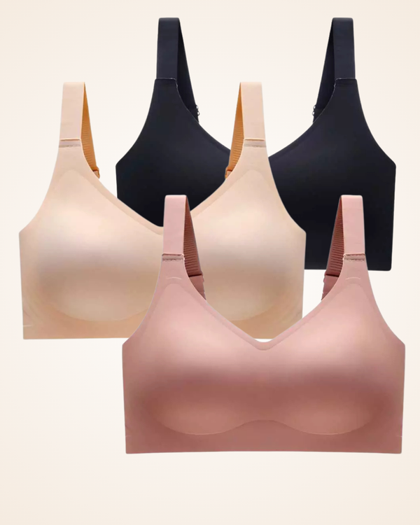Brasier Brallete Prime Gel - Sin Costuras ni Varillas Negro + Nude + Rosa Brasier Bralette
