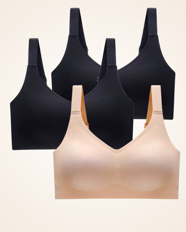 Brasier Brallete Prime Gel - Sin Costuras ni Varillas Negro + Negro + Nude Brasier Bralette