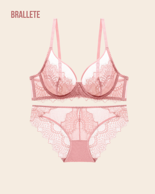 Conjunto Lencería Sin Relleno Margarita - Brallete Rosa Conjunto de Lencería