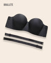 Brasier Balconette Push-Up Sin Tirantes Removibles y Sin Varillas - Brallete Negro Brasier Balconette