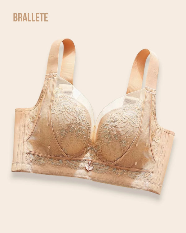 Brasier Longline Sin Varillas con Encaje y Copas Sin Relleno Azucena - Brallete Nude Brasier Longline